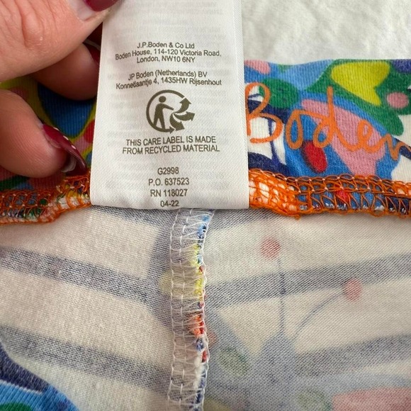 Boden Girls White Striped Butterfly Leggings Sz 7-8Y - Picture 5 of 5